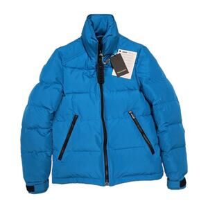 Trussardi Puffer Jacket Blue Goose Down Padded Coat Italian Size 38 US XS NWT